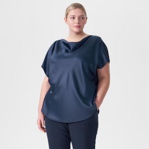 Universal Standard Viva Boatneck Top Navy 12 XS